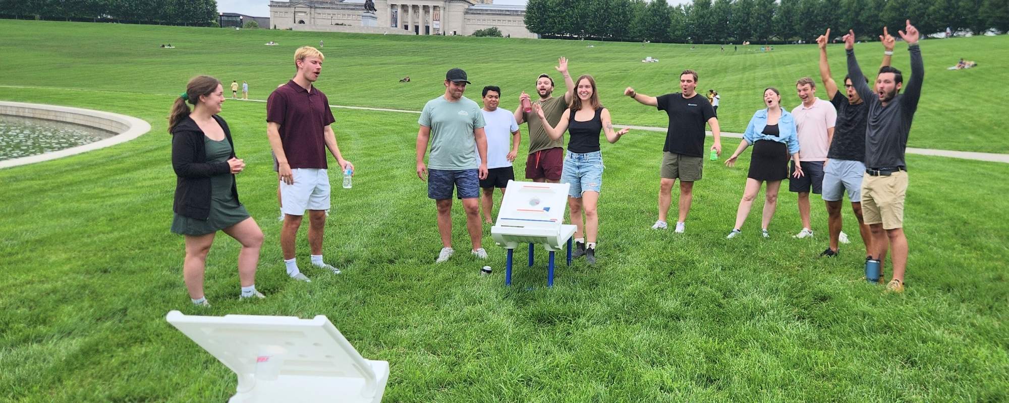Rampz premium yard game with interchangeable targets set up outdoors for family fun, indoor or outdoor play, perfect for tailgates, parties, and holiday gatherings.
