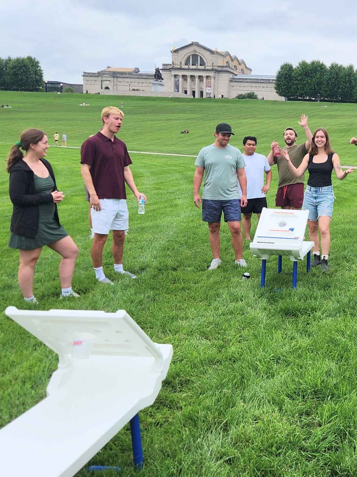 Rampz premium yard game with interchangeable targets set up outdoors for family fun, indoor or outdoor play, perfect for tailgates, parties, and holiday gatherings.